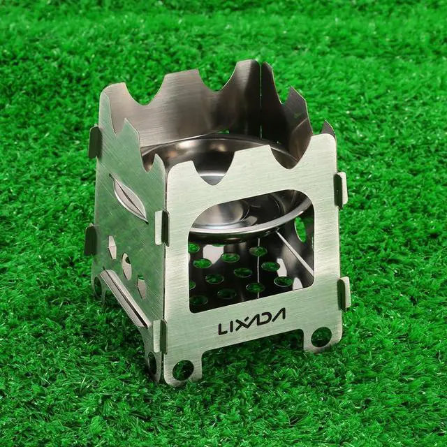 Alt view image 6 of 7 - Lixada Camping Wood Stove Folding Lightweight Stainless Steel Wood Burning Stove Portable Backpacking Alcohol Stove for Outdoor Camping Hiking Picnic BBQ Picnic Hunting