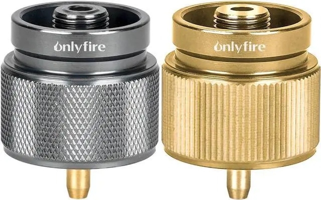 Main image of Onlyfire Camping Stove Adapter 2-Pack, Camping Backpacking Stove Convert Connector 1LB Outdoor Propane Small Tank Input EN417 Lindal Valve Output, Camp Fuel Refill Adapter for Outdoor Backpack Hiking