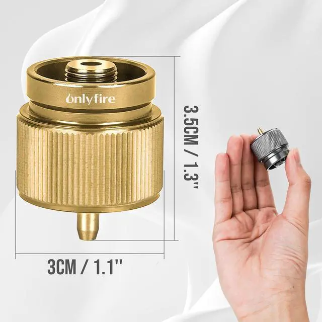 Alt view image 2 of 7 - Onlyfire Camping Stove Adapter 2-Pack, Camping Backpacking Stove Convert Connector 1LB Outdoor Propane Small Tank Input EN417 Lindal Valve Output, Camp Fuel Refill Adapter for Outdoor Backpack Hiking