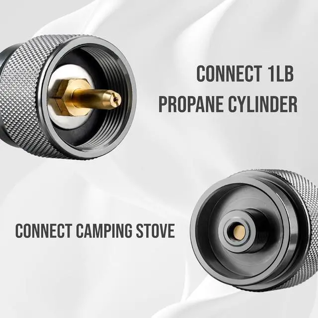 Alt view image 4 of 7 - Onlyfire Camping Stove Adapter 2-Pack, Camping Backpacking Stove Convert Connector 1LB Outdoor Propane Small Tank Input EN417 Lindal Valve Output, Camp Fuel Refill Adapter for Outdoor Backpack Hiking