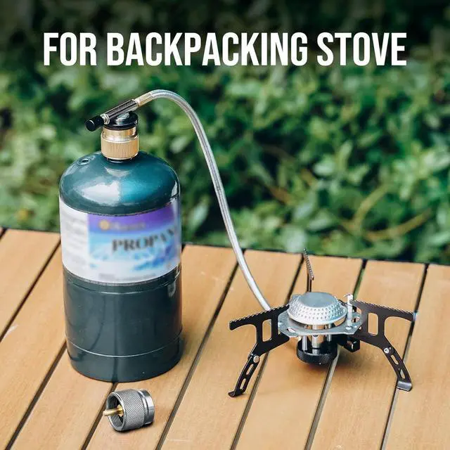 Alt view image 6 of 7 - Onlyfire Camping Stove Adapter 2-Pack, Camping Backpacking Stove Convert Connector 1LB Outdoor Propane Small Tank Input EN417 Lindal Valve Output, Camp Fuel Refill Adapter for Outdoor Backpack Hiking