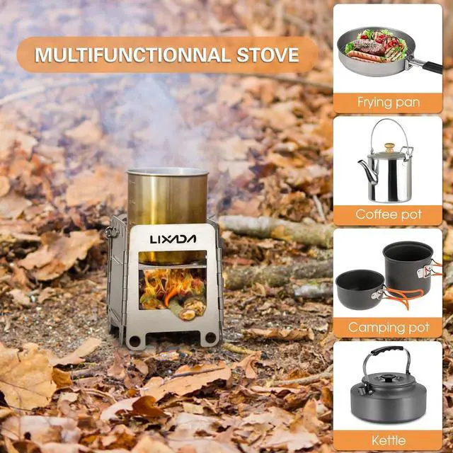 Alt view image 3 of 7 - Lixada Camping Stove Wood Burning Stove Portable Stainless Steel Backpacking Stove for Picnic BBQ Camp Hiking