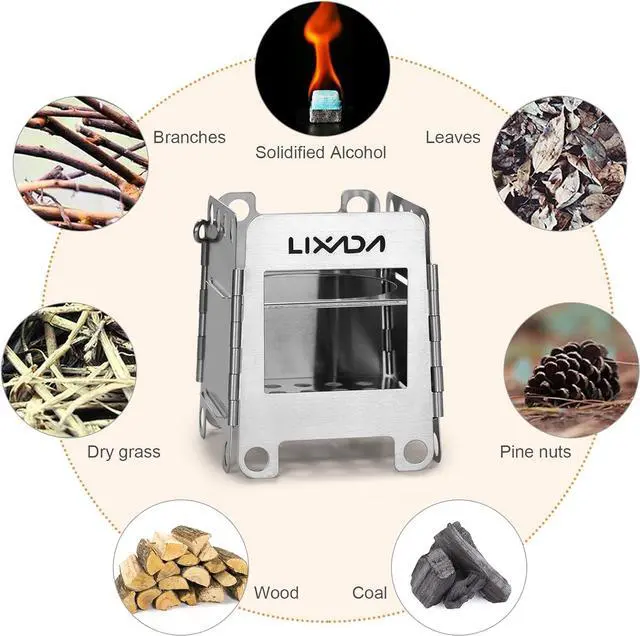 Alt view image 2 of 7 - Lixada Camping Stove Wood Burning Stove Portable Stainless Steel Backpacking Stove for Picnic BBQ Camp Hiking
