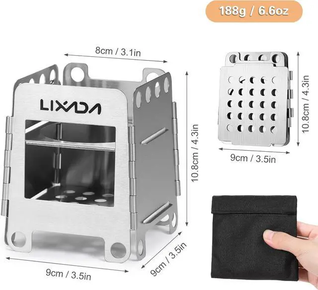 Alt view image 5 of 7 - Lixada Camping Stove Wood Burning Stove Portable Stainless Steel Backpacking Stove for Picnic BBQ Camp Hiking