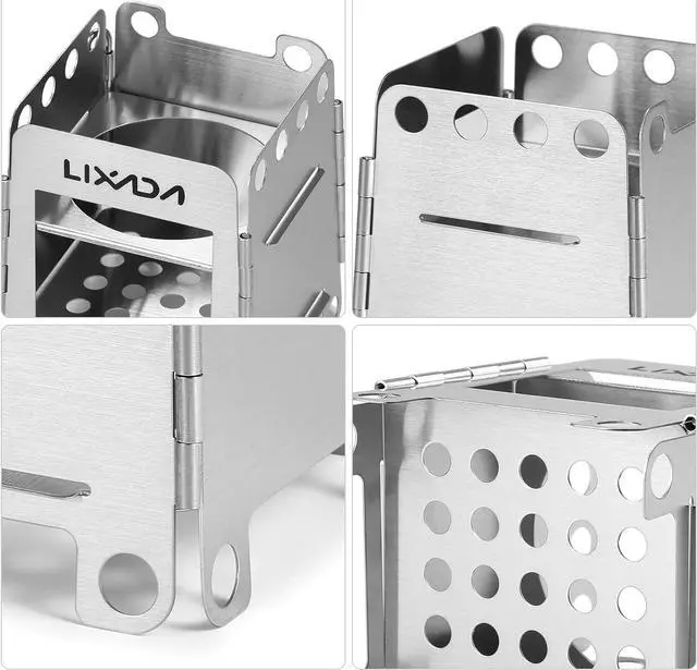Alt view image 6 of 7 - Lixada Camping Stove Wood Burning Stove Portable Stainless Steel Backpacking Stove for Picnic BBQ Camp Hiking