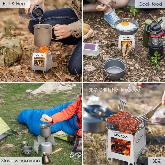 Alt view image 7 of 7 - Lixada Camping Stove Wood Burning Stove Portable Stainless Steel Backpacking Stove for Picnic BBQ Camp Hiking