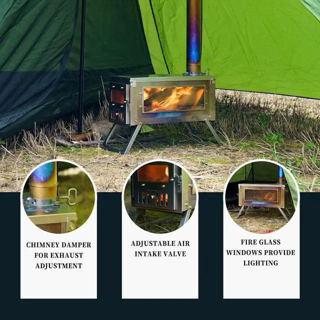 Alt view image 2 of 7 - FIREHIKING Titanium Stove TOLA Portable Folding Tent Ta1 Stove 3.4lb for Camping Backpacking Hunting Cooking