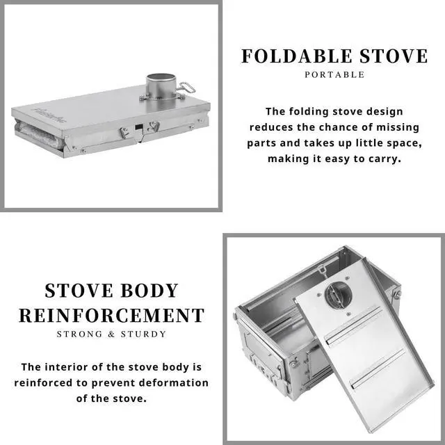 Alt view image 3 of 7 - FIREHIKING Titanium Stove TOLA Portable Folding Tent Ta1 Stove 3.4lb for Camping Backpacking Hunting Cooking