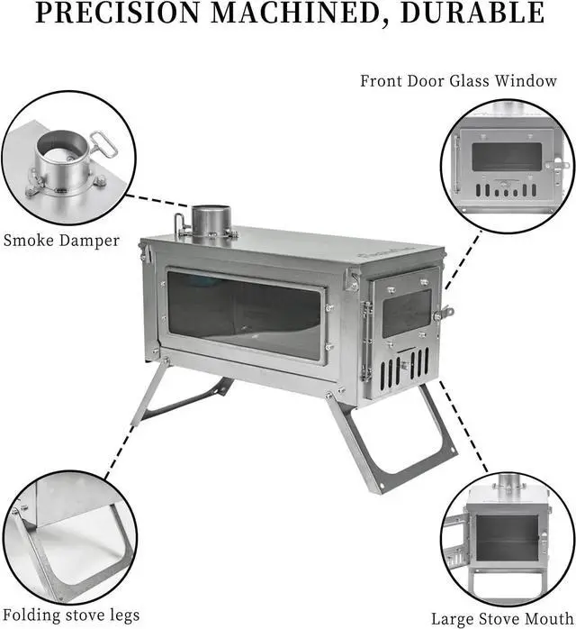 Alt view image 5 of 7 - FIREHIKING Titanium Stove TOLA Portable Folding Tent Ta1 Stove 3.4lb for Camping Backpacking Hunting Cooking