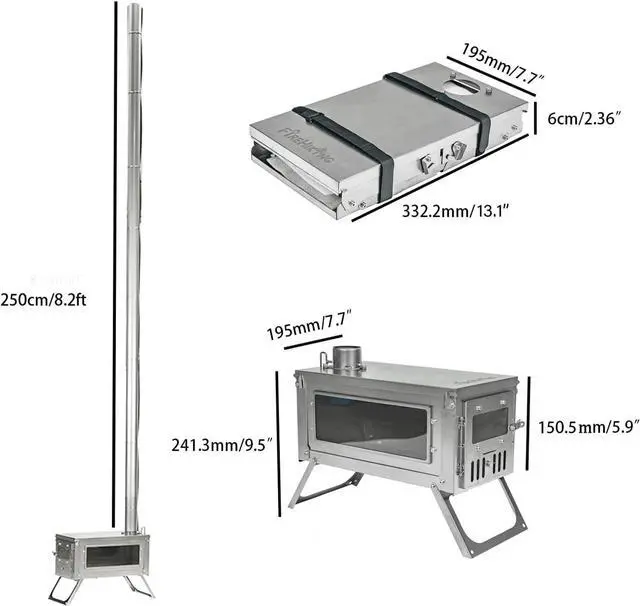 Alt view image 6 of 7 - FIREHIKING Titanium Stove TOLA Portable Folding Tent Ta1 Stove 3.4lb for Camping Backpacking Hunting Cooking