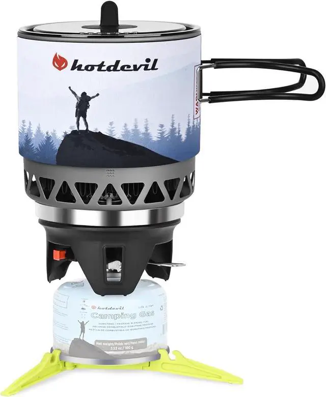 Main image of 1.2L Backpacking Camping Stove Cooking System with Piezo Ignition, Outdoor Portable Burner with Pot & Brackets Camp Stove Camping Stove Kit Propane, Ideal for Hiking Fishing Hunting