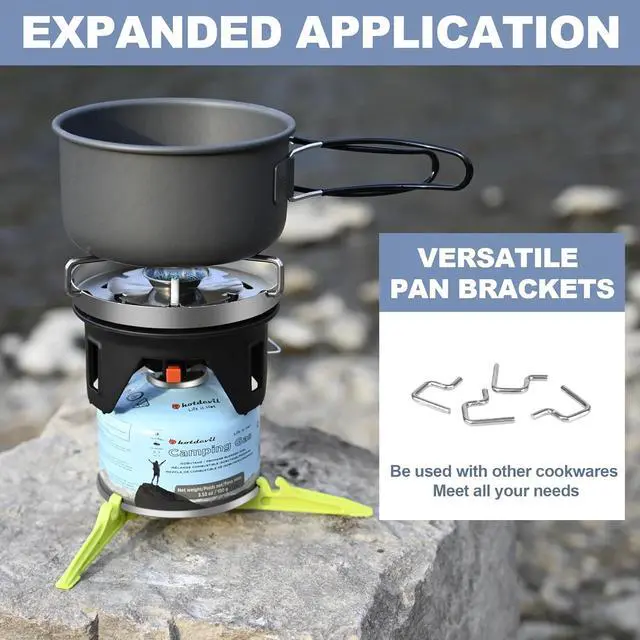 Alt view image 3 of 7 - 1.2L Backpacking Camping Stove Cooking System with Piezo Ignition, Outdoor Portable Burner with Pot & Brackets Camp Stove Camping Stove Kit Propane, Ideal for Hiking Fishing Hunting