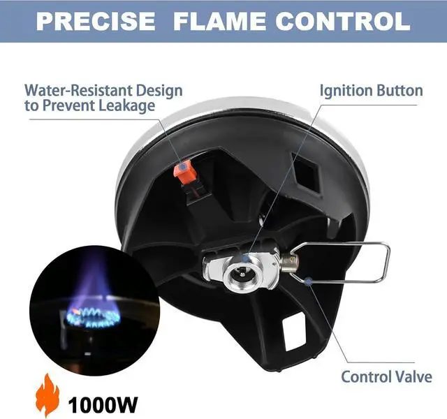 Alt view image 5 of 7 - 1.2L Backpacking Camping Stove Cooking System with Piezo Ignition, Outdoor Portable Burner with Pot & Brackets Camp Stove Camping Stove Kit Propane, Ideal for Hiking Fishing Hunting