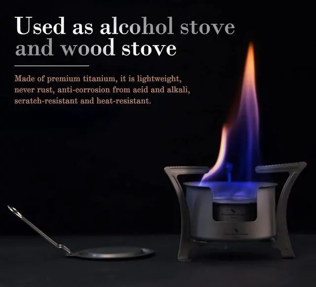 Alt view image 2 of 7 - Boundless Voyage Titanium Alcohol Stove Spirit Burner with Fire Cover Outdoor Wood Stove with Stands Brackets Camping Multi-Fuels Ultralight Backpacking Stove (Stove & Bracket Set)
