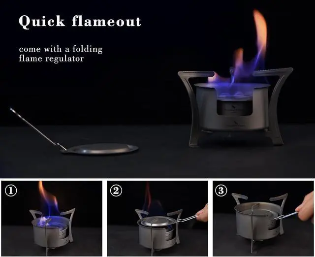 Alt view image 3 of 7 - Boundless Voyage Titanium Alcohol Stove Spirit Burner with Fire Cover Outdoor Wood Stove with Stands Brackets Camping Multi-Fuels Ultralight Backpacking Stove (Stove & Bracket Set)