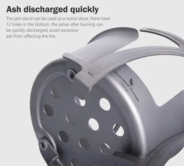 Alt view image 5 of 7 - Boundless Voyage Titanium Alcohol Stove Spirit Burner with Fire Cover Outdoor Wood Stove with Stands Brackets Camping Multi-Fuels Ultralight Backpacking Stove (Stove & Bracket Set)