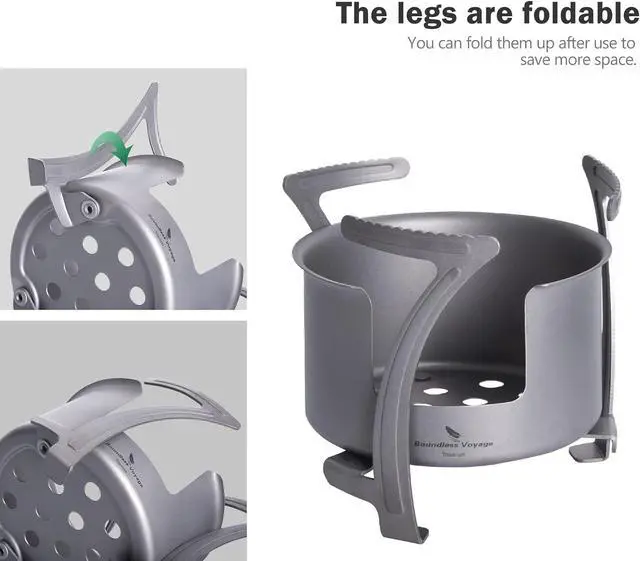 Alt view image 7 of 7 - Boundless Voyage Titanium Alcohol Stove Spirit Burner with Fire Cover Outdoor Wood Stove with Stands Brackets Camping Multi-Fuels Ultralight Backpacking Stove (Stove & Bracket Set)