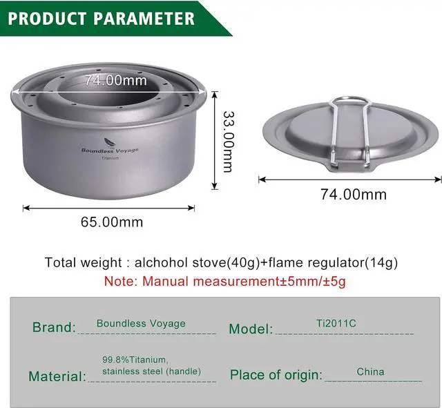 Alt view image 3 of 7 - Boundless Voyage Titanium Alcohol Stove Spirit Burner with Fire Cover Outdoor Wood Stove with Stands Brackets Camping Multi-Fuels Ultralight Backpacking Stove (Stove Only)