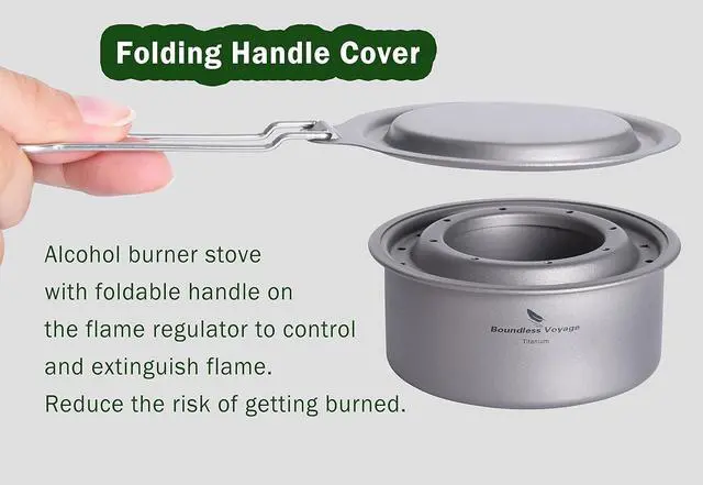Alt view image 6 of 7 - Boundless Voyage Titanium Alcohol Stove Spirit Burner with Fire Cover Outdoor Wood Stove with Stands Brackets Camping Multi-Fuels Ultralight Backpacking Stove (Stove Only)