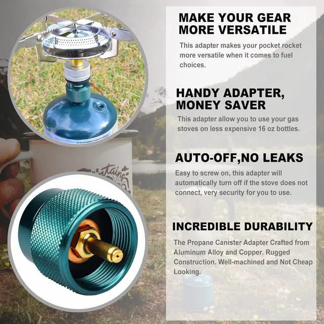Alt view image 3 of 7 - Propane to Butane Adapter Camping Stove Adapter Gas Converter 16 oz Propane Tank Input EN417 Valve Output Camp Fuel Refill Adapter for Outdoor Backpack Hiking (Dark Green X 1 Pack)