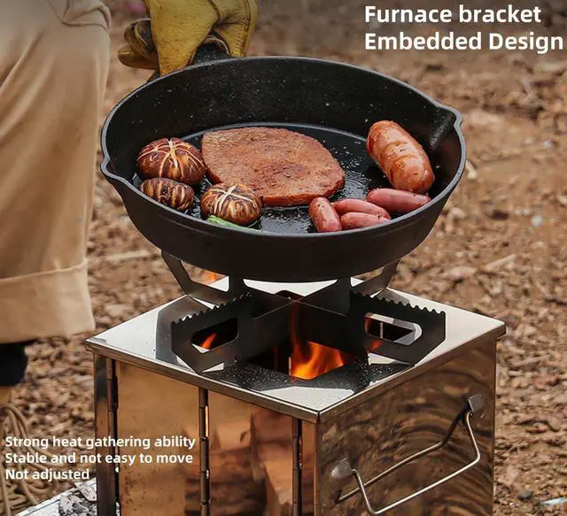 Alt view image 7 of 7 - Camping Wood Burning Stove with Carry Bag,Foldable Camp Stove,Stainless Steel Collapsible Backpacking Survival Stove,Campfire Stove,Outdoor Folding Lightweight Stove for BBQ,Cooking,Picnic,Hiking