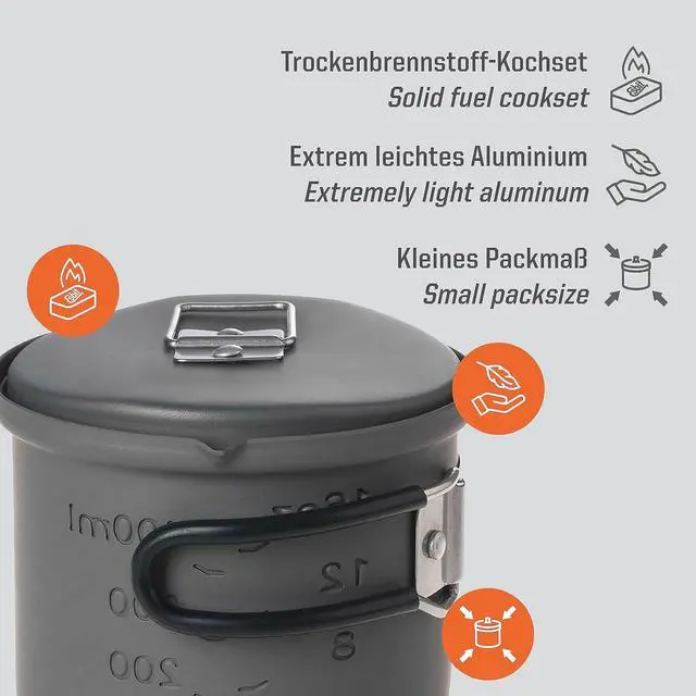 Alt view image 2 of 7 - Esbit CS585HA 3-Piece Lightweight Camping Cook Set for Use with Solid Fuel Tablets