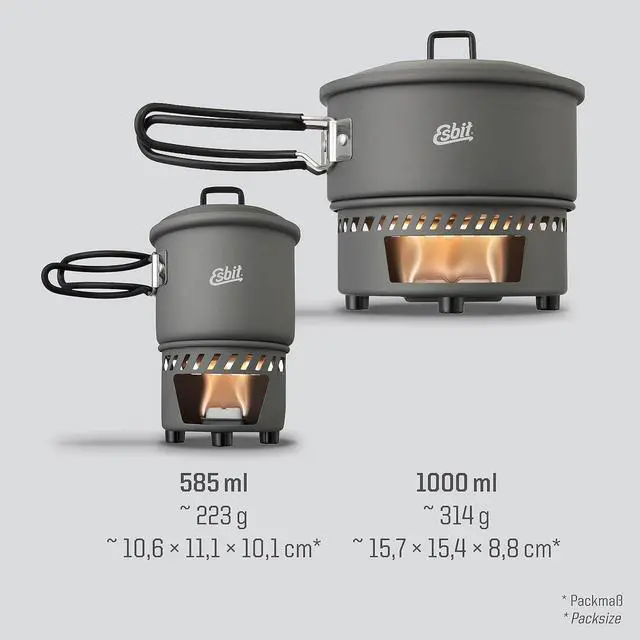 Alt view image 4 of 7 - Esbit CS585HA 3-Piece Lightweight Camping Cook Set for Use with Solid Fuel Tablets