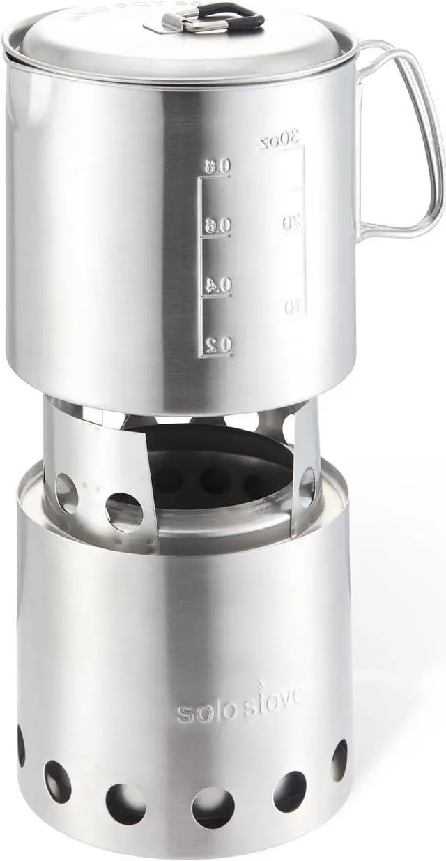 Alt view image 2 of 7 - Solo Stove Lite & Pot 900 Set: Portable, Wood Burning Campstove + 900 ml Pot | Incl. Nylon Sack, For 1-2 People, 304 Stainless Steel, Compact (packed): 11,9 x 11,5 cm