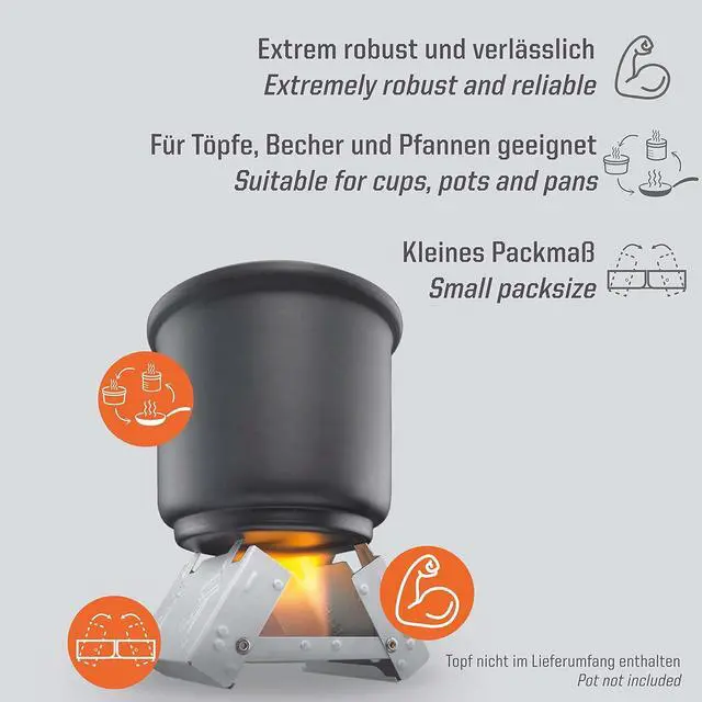 Alt view image 2 of 7 - Esbit Ultralight Folding Pocket Stove with Six 14g Solid Fuel Tablets steel, Small - Original
