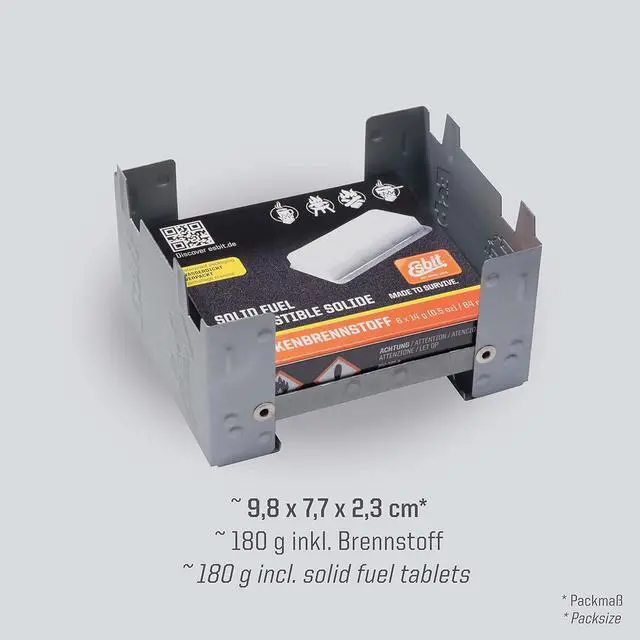 Alt view image 4 of 7 - Esbit Ultralight Folding Pocket Stove with Six 14g Solid Fuel Tablets steel, Small - Original