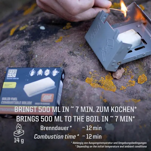 Alt view image 5 of 7 - Esbit Ultralight Folding Pocket Stove with Six 14g Solid Fuel Tablets steel, Small - Original