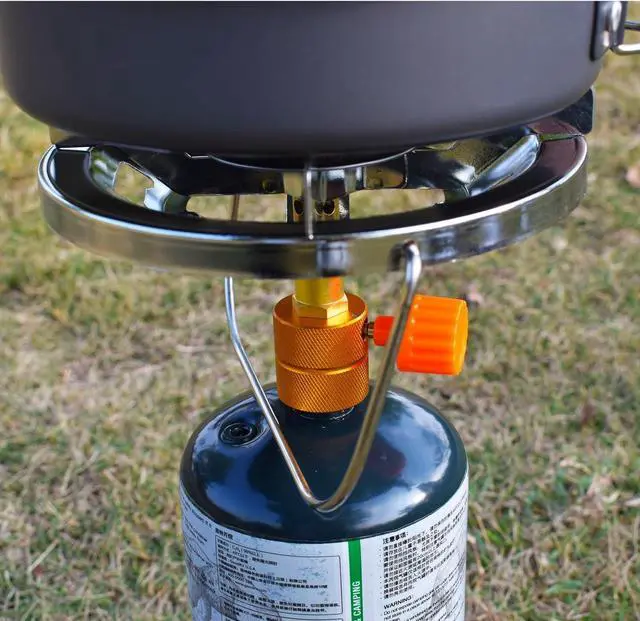 Alt view image 2 of 7 - Propane Stove Portable Camping Gas Stove 10,000 BTU Bottletop Single Adjustable Burner with 1 lb Tank Base Carrying Case Great for Backpacking Emergencies Outdoor