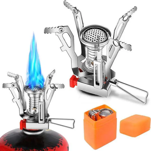 Main image of Camping Stove Travel Stove - Windproof Portable Backpacking Stove - Ultralight Picnic Stove with Piezo Ignition - Mini Gas Stove Strong Firepower Pocket Fuel Burner for Camping Hiking