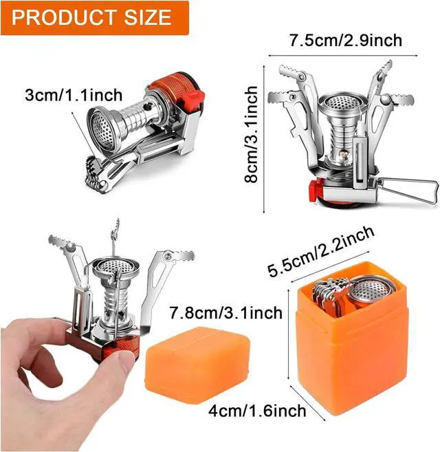 Alt view image 2 of 7 - Camping Stove Travel Stove - Windproof Portable Backpacking Stove - Ultralight Picnic Stove with Piezo Ignition - Mini Gas Stove Strong Firepower Pocket Fuel Burner for Camping Hiking