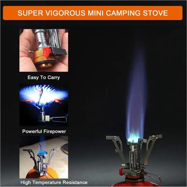 Alt view image 3 of 7 - Camping Stove Travel Stove - Windproof Portable Backpacking Stove - Ultralight Picnic Stove with Piezo Ignition - Mini Gas Stove Strong Firepower Pocket Fuel Burner for Camping Hiking