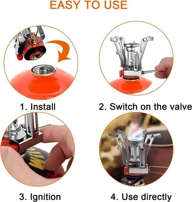 Alt view image 5 of 7 - Camping Stove Travel Stove - Windproof Portable Backpacking Stove - Ultralight Picnic Stove with Piezo Ignition - Mini Gas Stove Strong Firepower Pocket Fuel Burner for Camping Hiking
