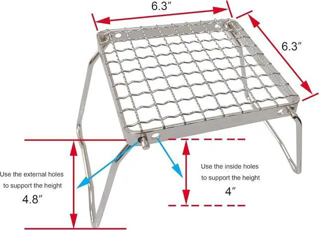 Alt view image 2 of 7 - Camp Grill with Foldable Legs-304 Stainless Steel Grill Grate for Gas Stove-Ultralight mini Campfire Stand-Portable Grill Grid for Backpacking/Camping/Hiking/Picnic/Traveling/Fishing (Weave)