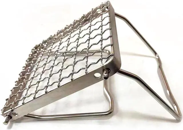 Alt view image 4 of 7 - Camp Grill with Foldable Legs-304 Stainless Steel Grill Grate for Gas Stove-Ultralight mini Campfire Stand-Portable Grill Grid for Backpacking/Camping/Hiking/Picnic/Traveling/Fishing (Weave)