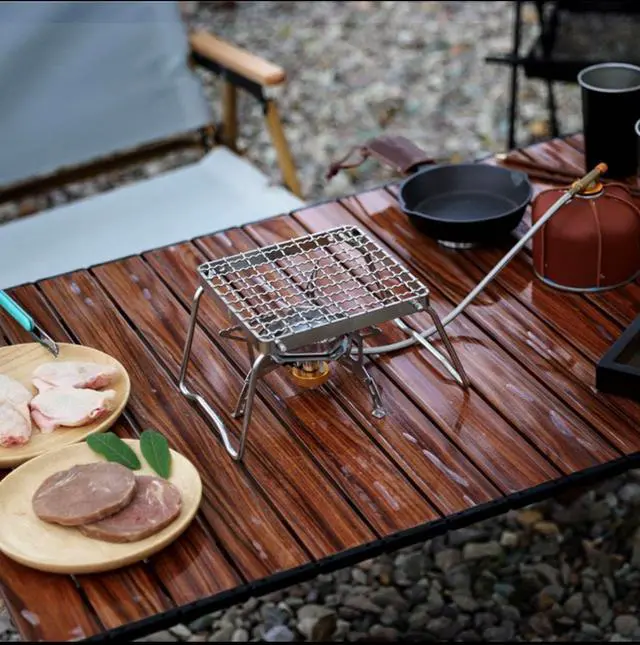 Alt view image 6 of 7 - Camp Grill with Foldable Legs-304 Stainless Steel Grill Grate for Gas Stove-Ultralight mini Campfire Stand-Portable Grill Grid for Backpacking/Camping/Hiking/Picnic/Traveling/Fishing (Weave)
