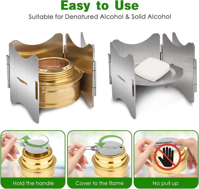 Alt view image 2 of 7 - Alcohol Stove, Camping Stove with Stove Cover, Stainless Steel Windproof Solo Stove, Suitable for Outdoor Camping Hiking Backpacking