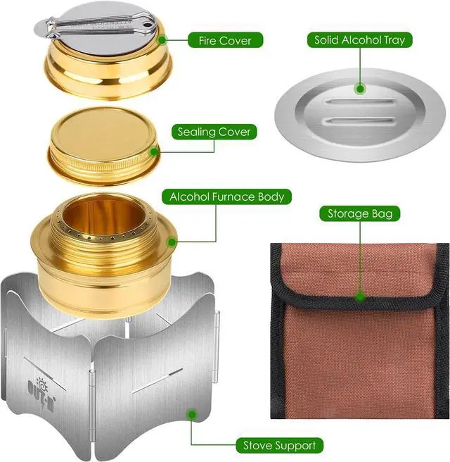 Alt view image 5 of 7 - Alcohol Stove, Camping Stove with Stove Cover, Stainless Steel Windproof Solo Stove, Suitable for Outdoor Camping Hiking Backpacking