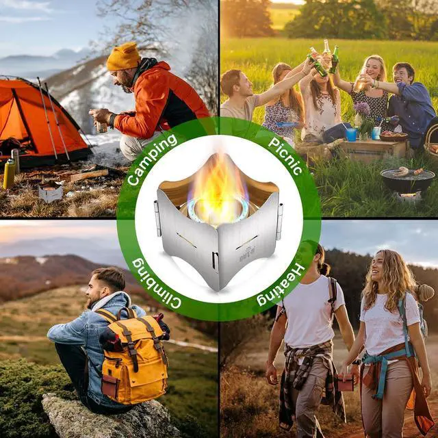 Alt view image 7 of 7 - Alcohol Stove, Camping Stove with Stove Cover, Stainless Steel Windproof Solo Stove, Suitable for Outdoor Camping Hiking Backpacking