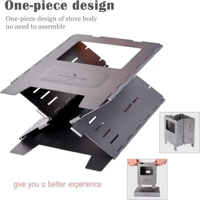 Alt view image 3 of 7 - Boundless Voyage Titanium Folding Wood Stove Backpacking Stove with Pot Bracket Outdoor Camping Charcoal Burner Furnace Ti2010C