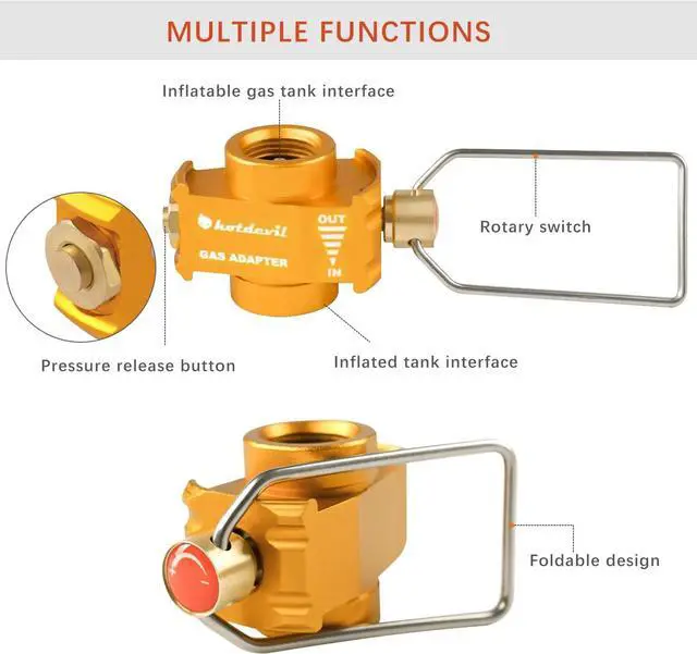 Alt view image 2 of 7 - Isobutane/Butane Fuel Canister Refill Adapter Flipfuel Fuel Transfer Device Butane Canister Shifter Gas Refill Saver Plus Camping Stove Adapter Flip Fuel Backpacking with Gas Exhaust Function