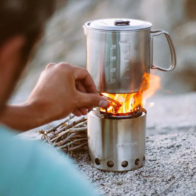 Alt view image 7 of 7 - Solo Stove Lite & Pot 900 Set: Portable, Wood Burning Campstove + 900 ml Pot | Incl. Nylon Sack, For 1-2 People, 304 Stainless Steel, Compact (packed): 11,9 x 11,5 cm