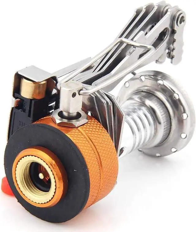 Alt view image 2 of 7 - Backpacking Stove Portable Camping Stove with Piezo Ignition Stable Supports Ultralight Stove for Camping Hiking and Backpacking Trips Cooking (Orange)