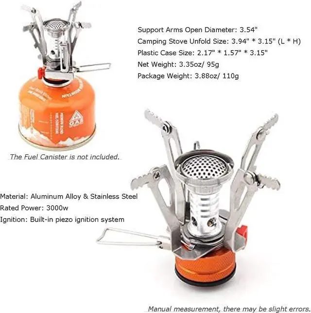 Alt view image 5 of 7 - Backpacking Stove Portable Camping Stove with Piezo Ignition Stable Supports Ultralight Stove for Camping Hiking and Backpacking Trips Cooking (Orange)