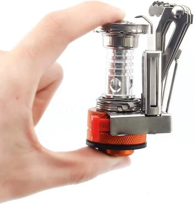 Alt view image 7 of 7 - Backpacking Stove Portable Camping Stove with Piezo Ignition Stable Supports Ultralight Stove for Camping Hiking and Backpacking Trips Cooking (Orange)
