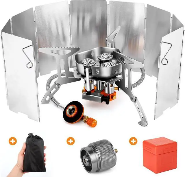 Main image of Odoland 6800W Windproof Camp Stove Camping Gas Stove with Windscreen, Fuel Canister Adapter, Piezo Ignition, Carry Case, Portable Collapsible Stove Burner for Outdoor Backpacking Hiking and Picnic