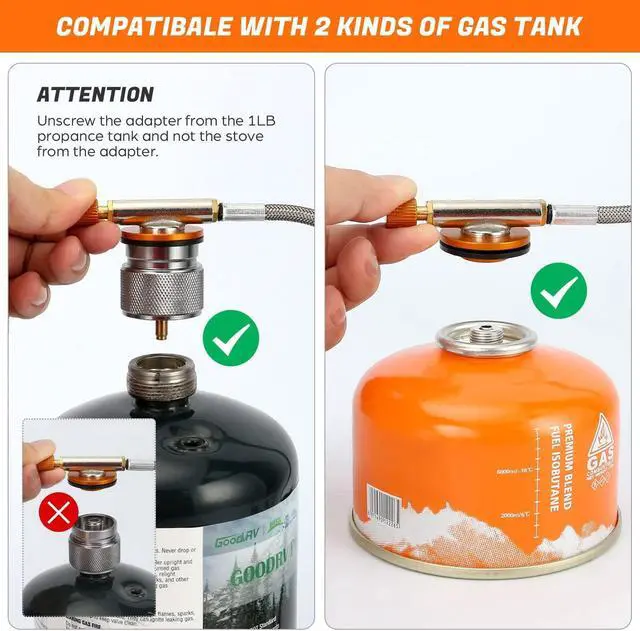 Alt view image 6 of 7 - Odoland 6800W Windproof Camp Stove Camping Gas Stove with Windscreen, Fuel Canister Adapter, Piezo Ignition, Carry Case, Portable Collapsible Stove Burner for Outdoor Backpacking Hiking and Picnic